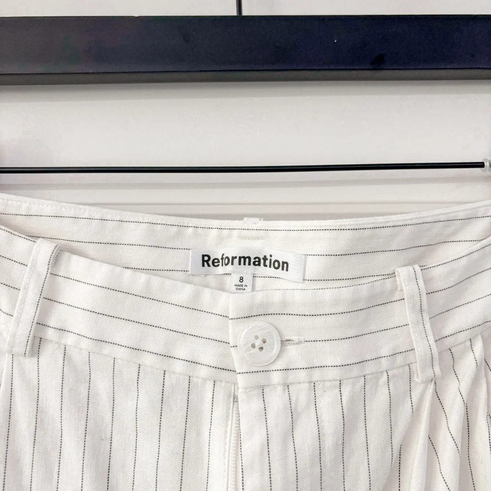 Reformation Oren Pant White Stripe